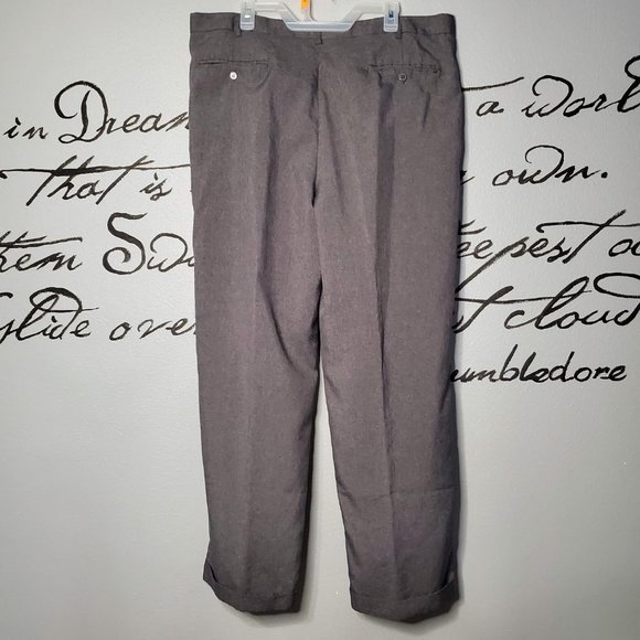 Bocaccio Uomo Regular Fit Pleated Gray Dress Pant Pleated Front Cuffed Hem - Picture 4 of 5